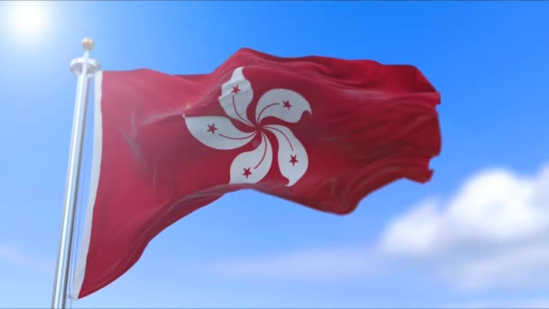 Incroyable agitant le drapeau de Hong Kong au ralenti . — Video
