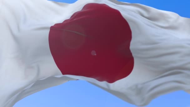 Verbazende Japanse vlag zwaaien op slow motion. — Stockvideo