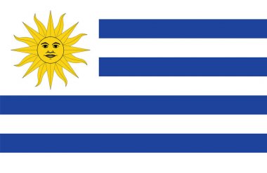 Uruguay vektör şaşırtıcı bayrağı.