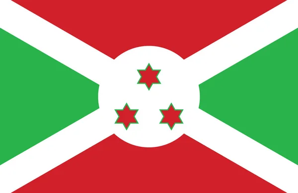 Nice drawing of amazing horizontal Burundi flag. — Stock Vector