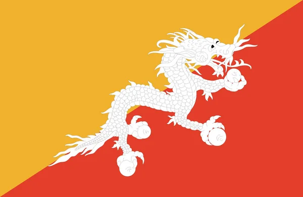 Vettore di bella bandiera del Bhutan . — Vettoriale Stock