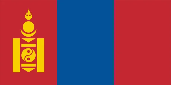 Nice drawing of amazing horizontal Mongolian flag. — Stock Vector