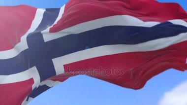 Ağır çekim inanılmaz dalgalanan Norveç bayrağı.