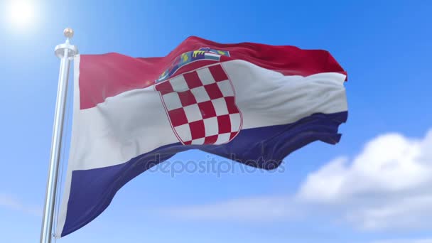 Increíble ondeando bandera croata en cámara lenta . — Vídeo de stock