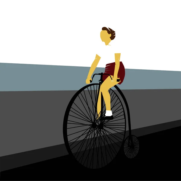 Cykla och flicka — Stock vektor