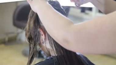Genç kız istemcisinin Kuaför Salonu Kuaför penye ve yetişmek saç