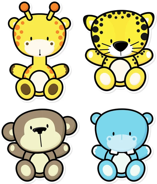 Baby jungle dieren — Stockvector