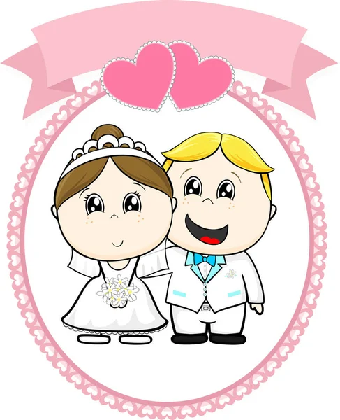 Bruid en bruidegom cartoon uitnodiging — Stockvector