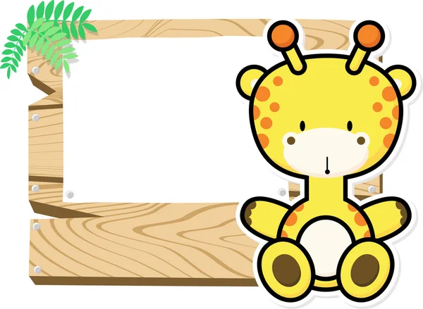 Carino bambino giraffa e cartello — Vettoriale Stock