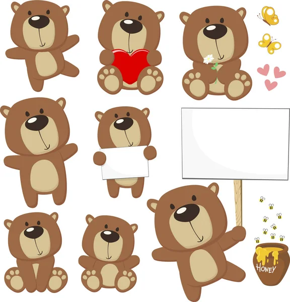Χαριτωμένο μωρό αρκούδες σετ — Διανυσματικό Αρχείο