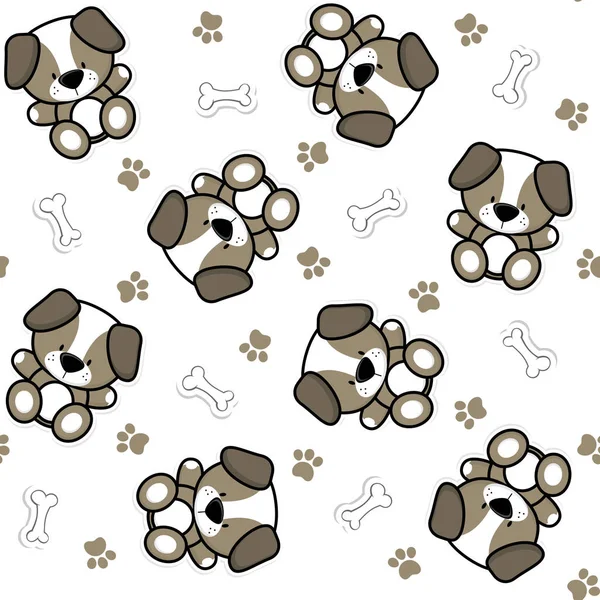 Lindo cachorro patrón sin costura — Archivo Imágenes Vectoriales