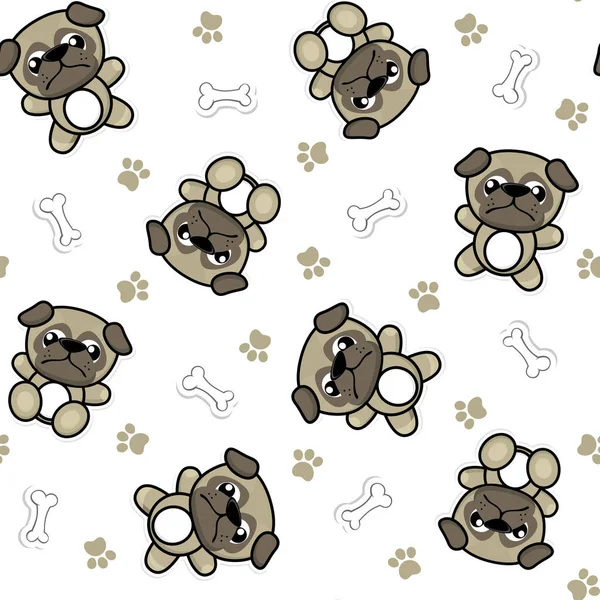 Baby pug honden patroon — Stockvector