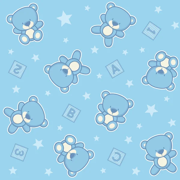 Baby teddy bear boy seamless pattern — Stock Vector