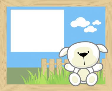 Şirin Bebek koyun ile ahşap çerçeve