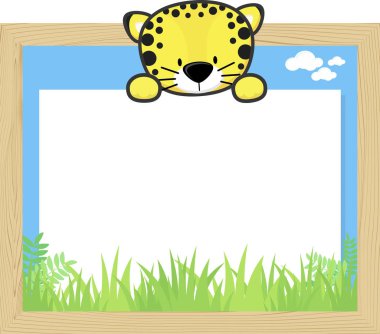 ahşap çerçeve ile şirin bebek leopar
