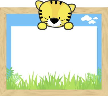 Şirin Bebek kaplan ile ahşap çerçeve