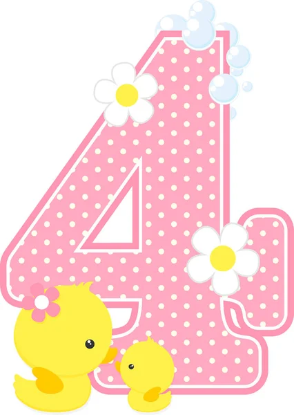 Number Bubbles Cute Rubber Duck Isolated White Can Used Baby — Stock Vector