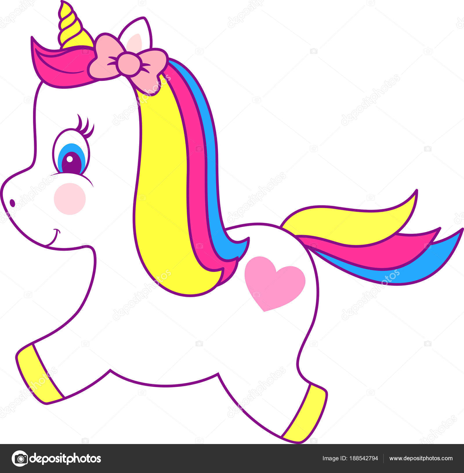 Ilustración Unicornio Lindo Aislado Sobre Fondo Blanco Diseño Para Bebé