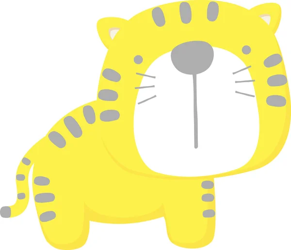 Cute Baby Tiger Isolated White Background Flat Design Baby Children — Stock Vector