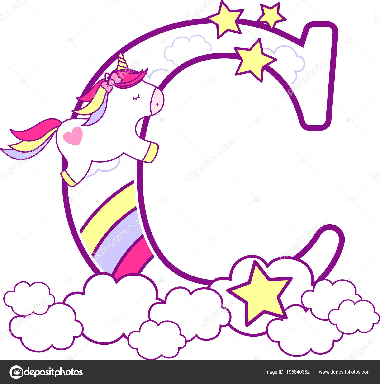 Initial Cute Unicorn Rainbow Can Used Baby Birth Announcements Nursery Stock Vector Initial Cute Unicorn Rainbow Can Used Baby Birth Announcements Nursery Stock Vector
