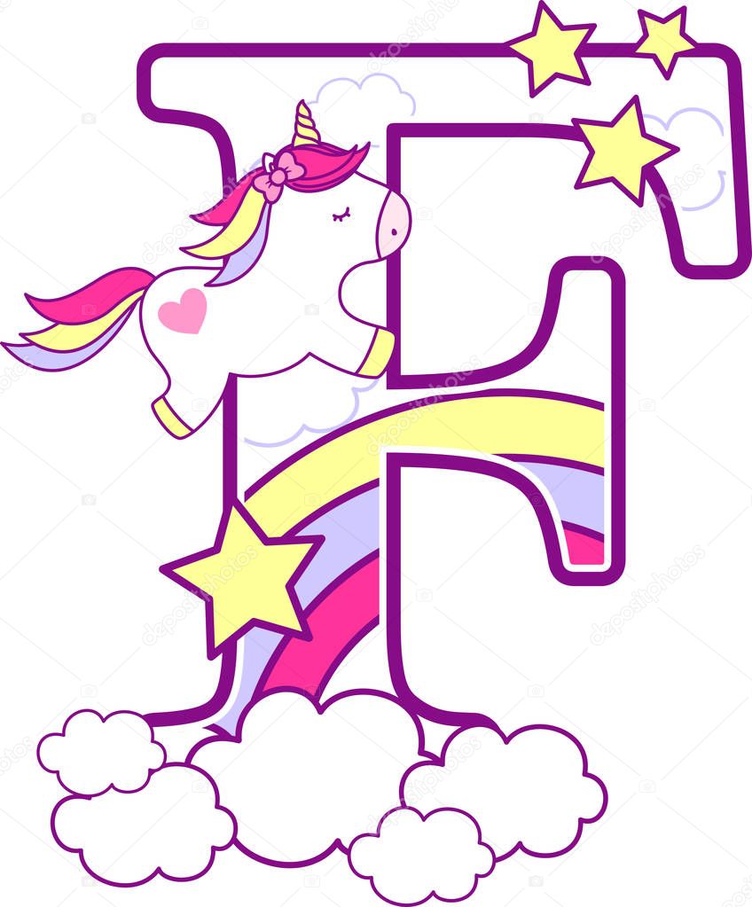 Download Initial Cute Unicorn Rainbow Can Used Baby Birth ...