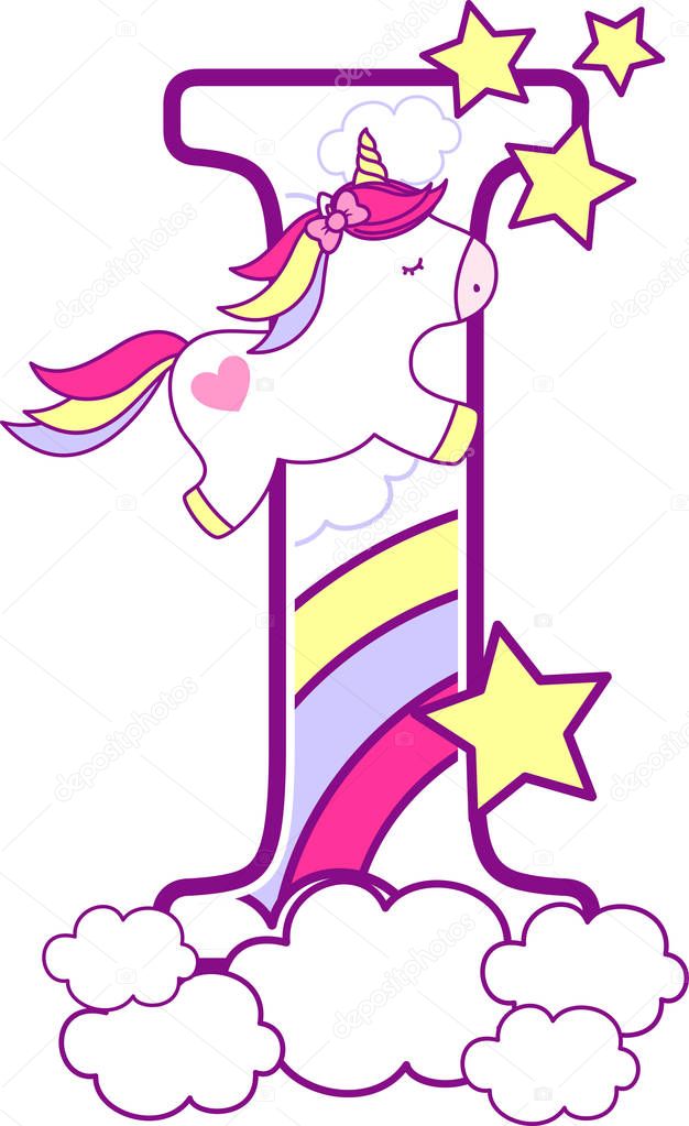 Download Initial Cute Unicorn Rainbow Can Used Baby Birth Announcements Nursery — Stock Vector © hayaship ...