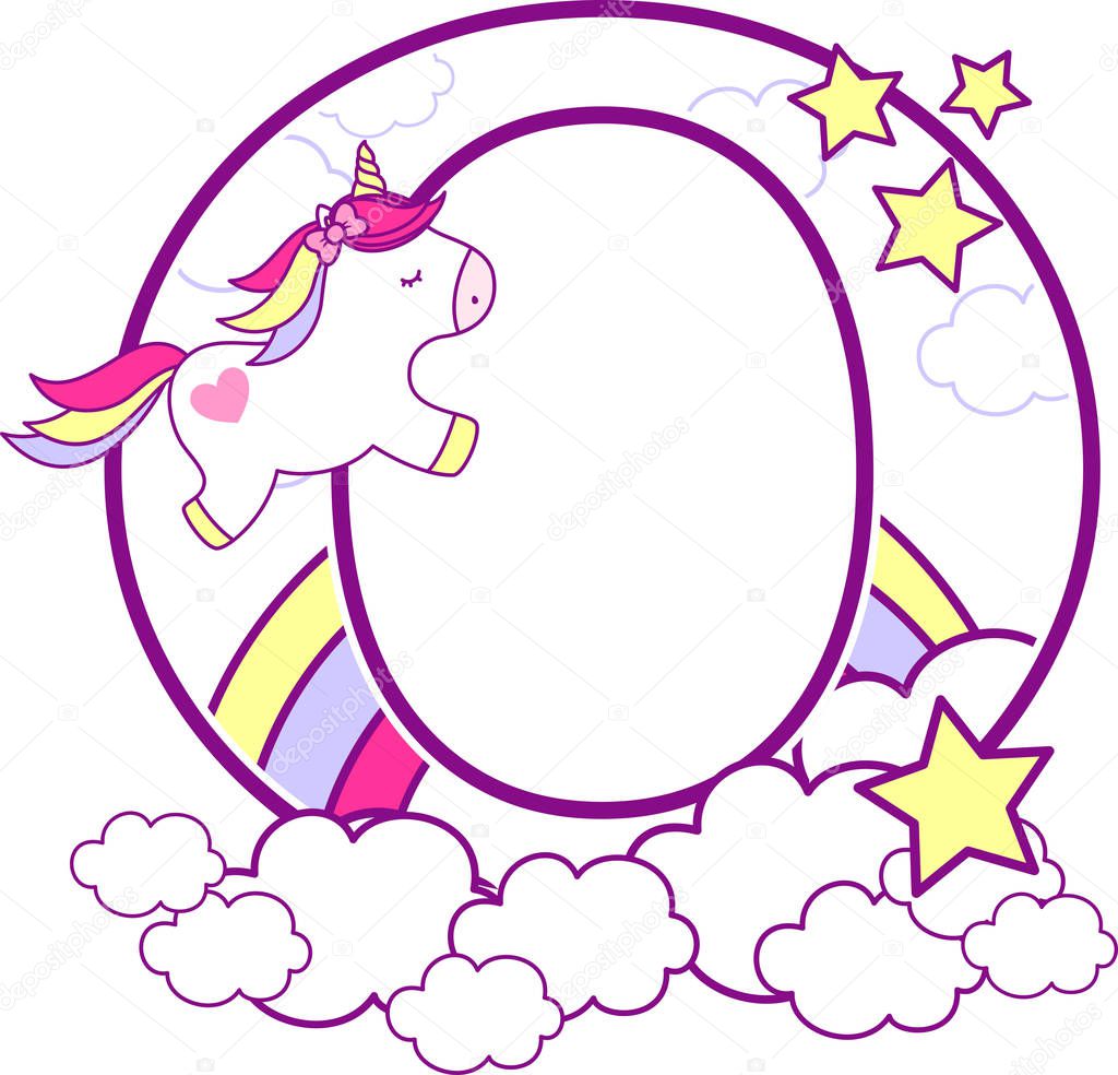 Download Initial Cute Unicorn Rainbow Can Used Baby Birth ...