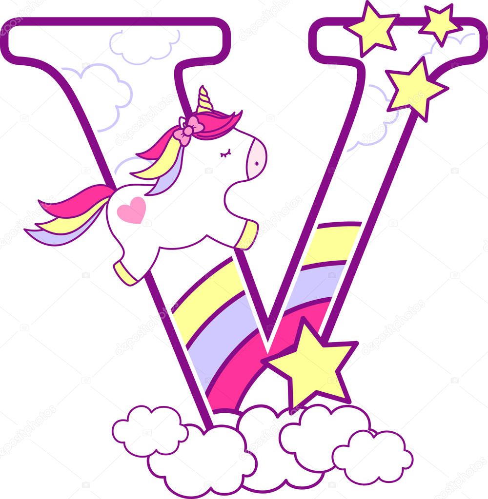 Download Initial Cute Unicorn Rainbow Can Used Baby Birth ...