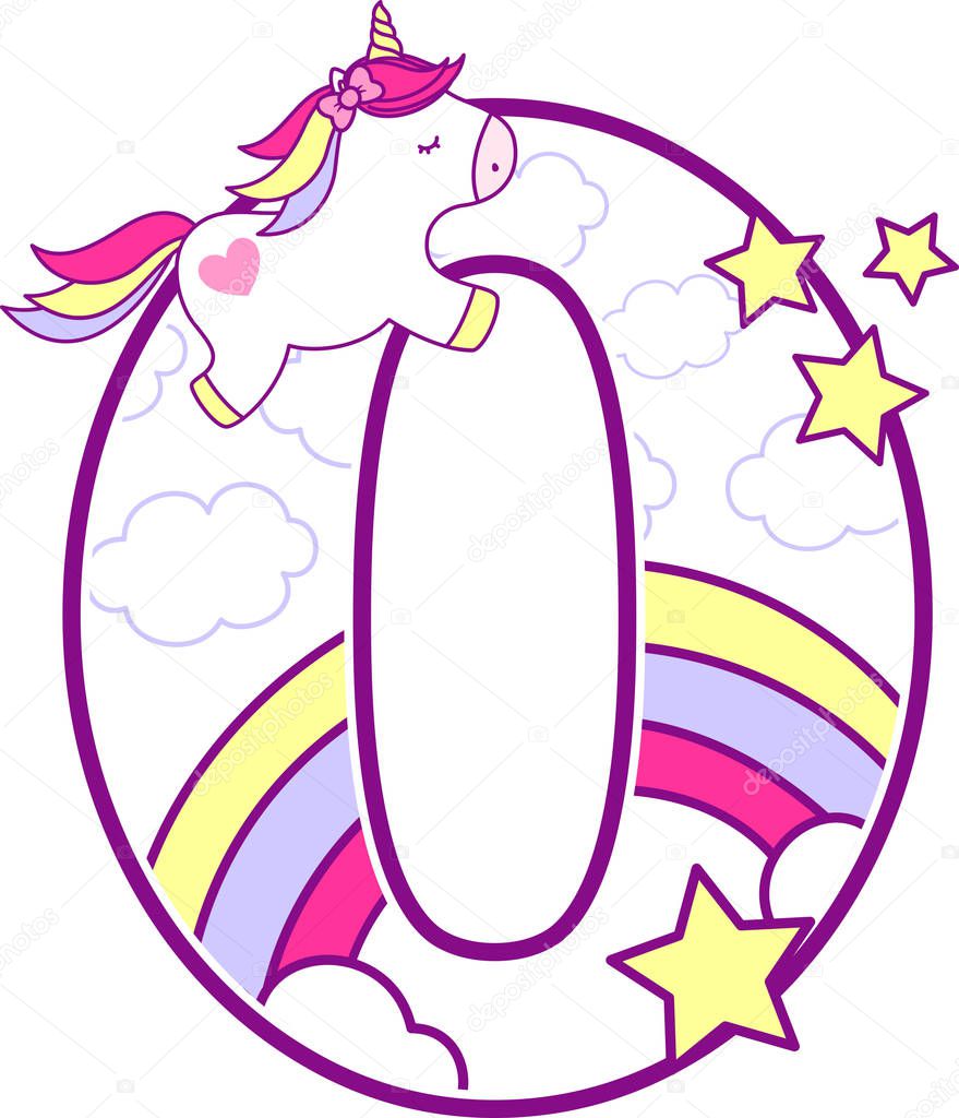 number cute unicorn rainbow can used baby birth announcements nursery