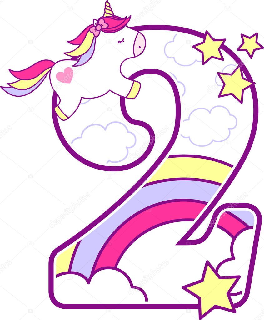 Download Number Cute Unicorn Rainbow Can Used Baby Birth ...