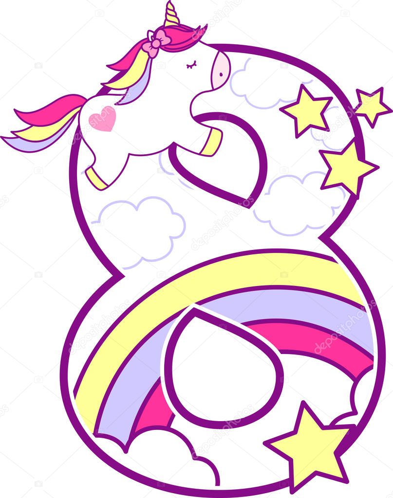Download Number Cute Unicorn Rainbow Can Used Baby Birth ...