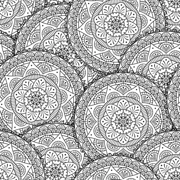 Illustration Abstrakter Blumen Nahtloses Muster Schwarz Und Weiß Inspiriert Von — Stockvektor
