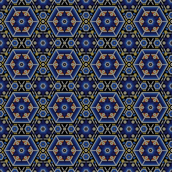 Illustration Von Bunten Geometrischen Nahtlosen Muster Mexikanischen Handgefertigten Huichol Handwerk — Stockfoto