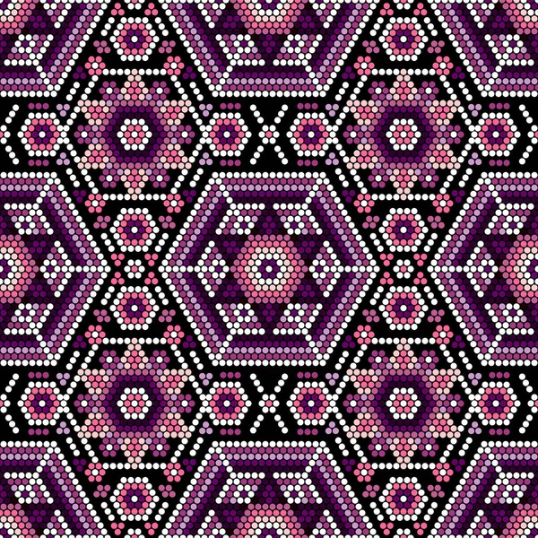 Vektor Illustration Von Geometrischen Nahtlosen Muster Inspiriert Mexikanischen Handgefertigten Huichol — Stockvektor