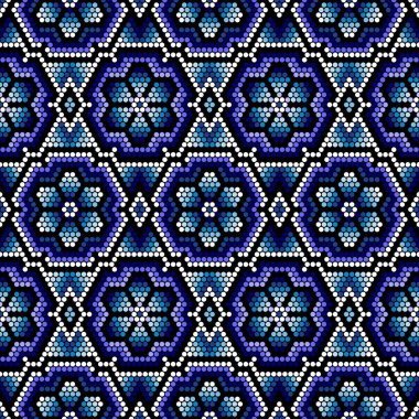 Meksika huichol sanatından esinlenilmiş kusursuz desenli vektör çizimi. Döşeme yapılabilir