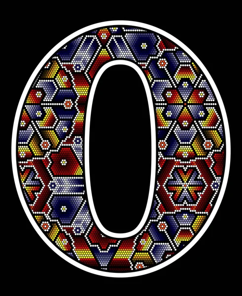 Число Цветными Точками Абстрактный Дизайн Вдохновленный Мексиканским Стилем Бисером Изолированный — стоковый вектор
