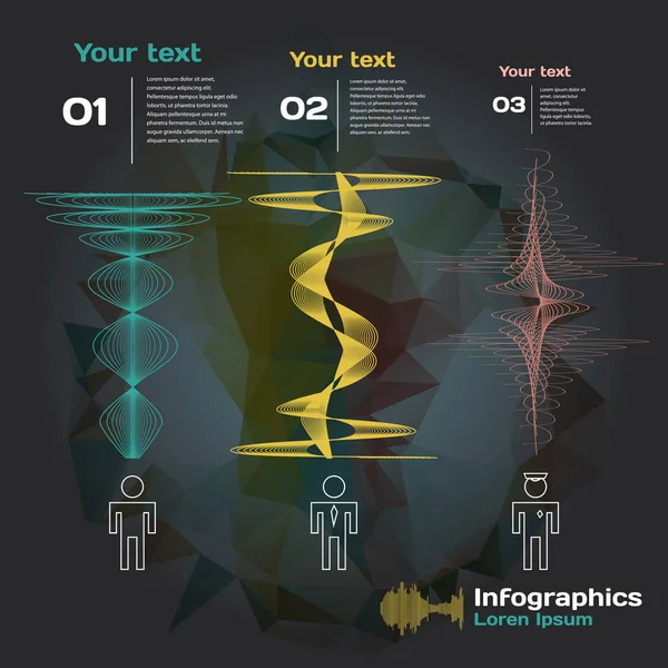 infographics with sound waves and people of different profession