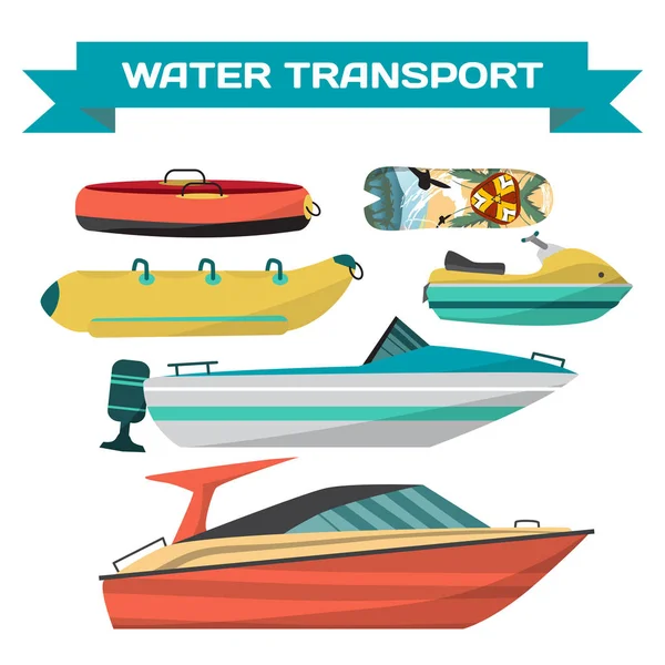 Set of water vehicles for riding on the beach. Motor boats, scoo