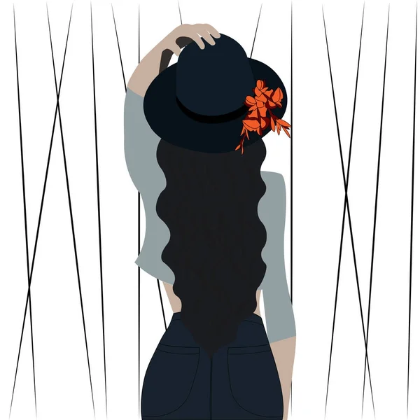 Chica en un sombrero con un flowe — Archivo Imágenes Vectoriales
