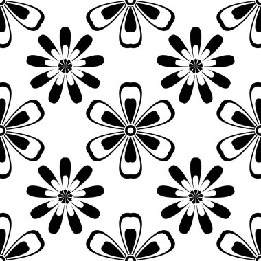 Çiçek siyah seamless modeli. Vektör çizim