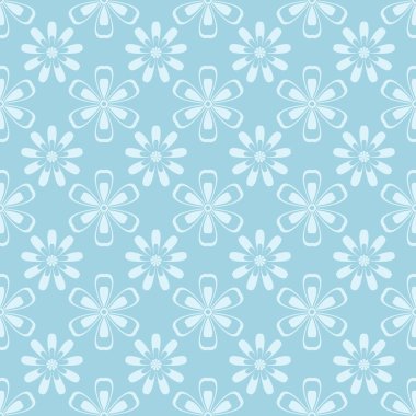 Çiçek seamless modeli. Mavi ve beyaz süsleme