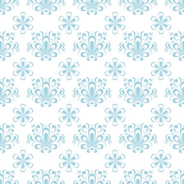 Çiçek seamless modeli. Mavi ve beyaz süsleme