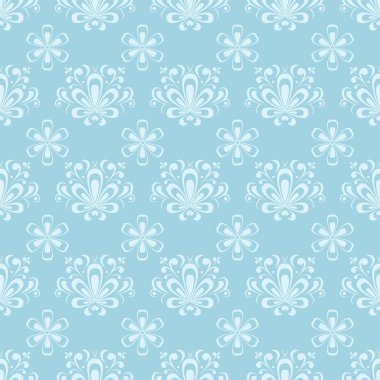 Çiçek seamless modeli. Mavi ve beyaz süsleme