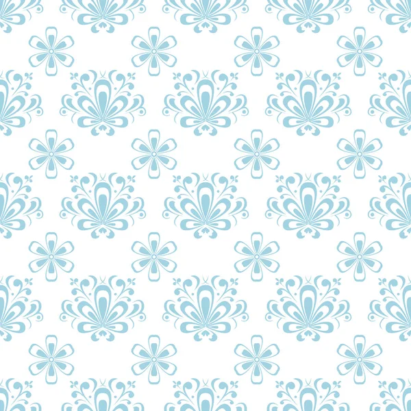 Florales nahtloses Muster. blau-weißes Ornament — Stockvektor