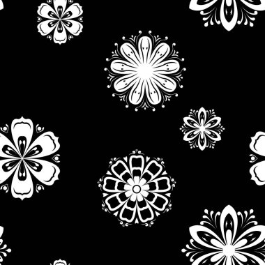 Sorunsuz çiçek siyah ve beyaz arka plan