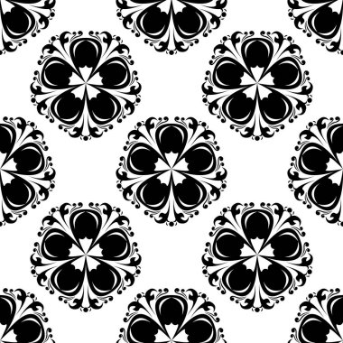 Sorunsuz çiçek siyah ve beyaz arka plan