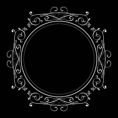 Siyah ve beyaz süs çerçeve. Monogram öğesi