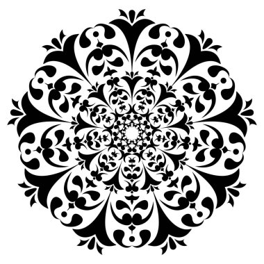 Yuvarlak siyah beyaz süsleme. Çiçek dekorasyon
