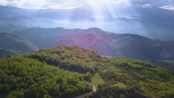 Flug über Berge und Wald — Stockvideo