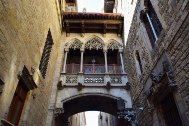 Barcelona, Katalonya, İspanya Gothic Quarter süslü Köprüsü